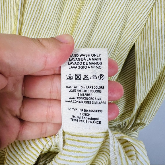 FRNCH Paris Lemon Yellow Striped Textured Tunic Dress with Belt women Size S - Picture 12 of 13